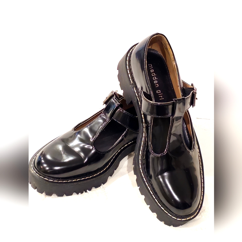 Madden Girl Janne Platform Black Patent Women's Size 7